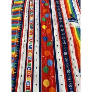 Handmade Nursery Quilt Baby Blanket  Childs Throw Crayons ABC Stripes 47X42